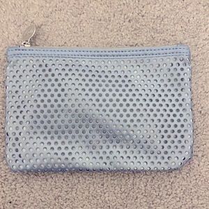 NWOT - Blue & Silver Circle Cosmetic Bag/Clutch - 7X5”